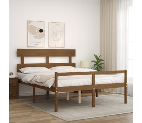 vidaXL Lova senjorams su galvūgaliu, rudas, 160x200 cm, medienos