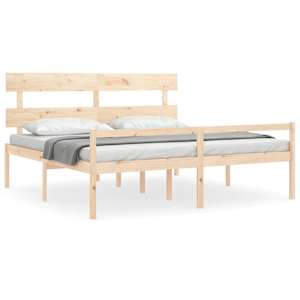 Postel s čelem pro seniory 200x200 cm masivní dřevo - obrázek 2