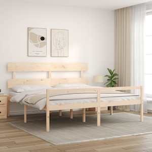 Postel s čelem pro seniory 200x200 cm masivní dřevo - obrázek 3