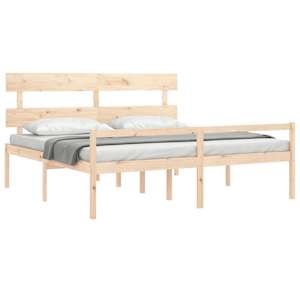 Postel s čelem pro seniory 200x200 cm masivní dřevo - obrázek 4