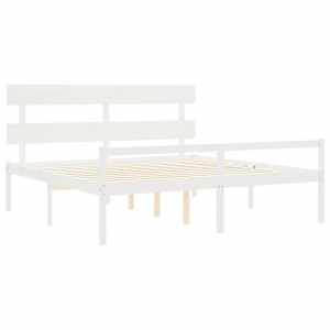 Postel s čelem pro seniory bílý 200x200 cm masivní dřevo - obrázek 5