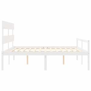 Postel s čelem pro seniory bílý 200x200 cm masivní dřevo - obrázek 7
