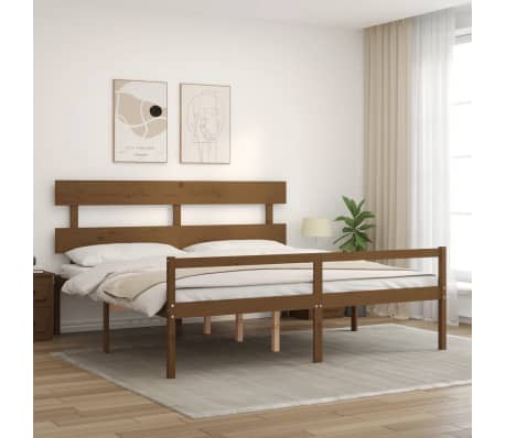 vidaXL Letto Anziani senza Materasso Ambrato 200x200cm Legno Massello