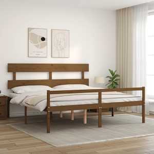 vidaXL Letto Anziani senza Materasso Ambrato 200x200cm Legno Massello