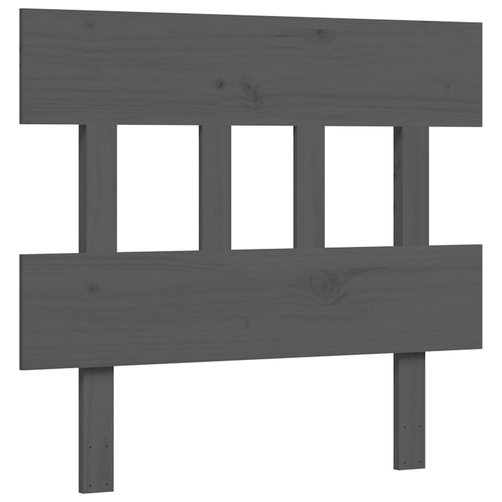 Posteljni okvir z vzglavjem siv 3FT trden les