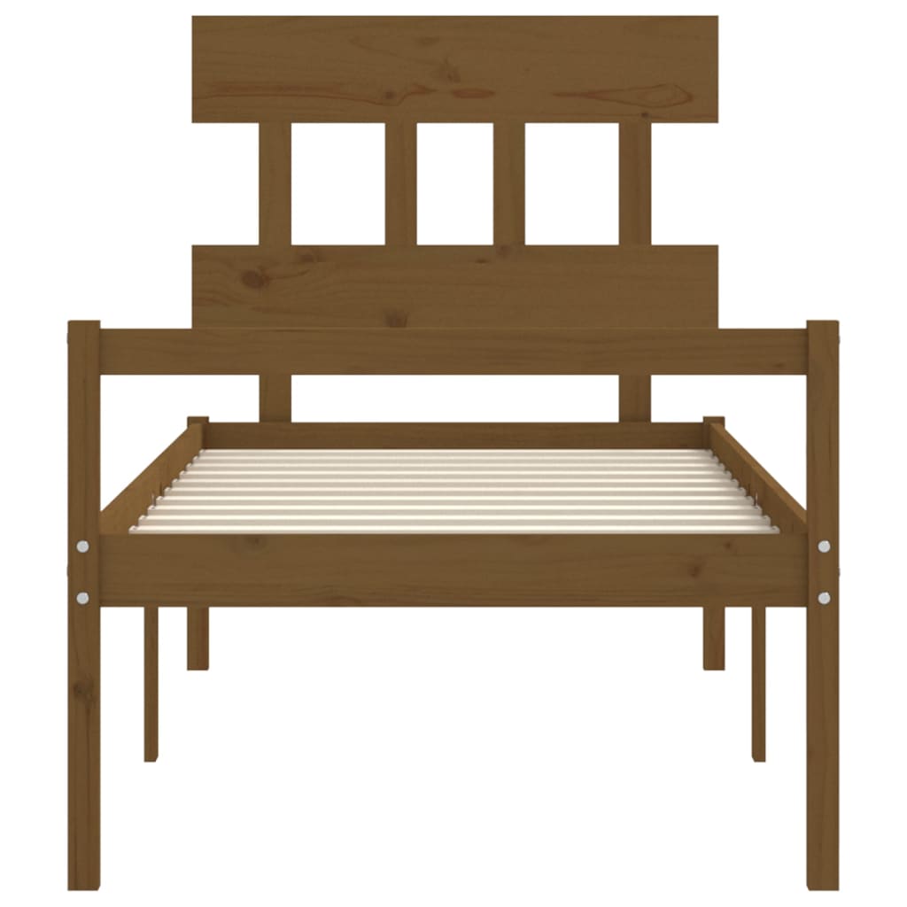 Posteljni okvir z vzglavjem medeno rjav 3FT trden les
