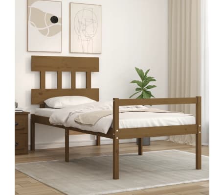 vidaXL Lova senjorams su galvūgaliu, rudas, medienos, vienvietis