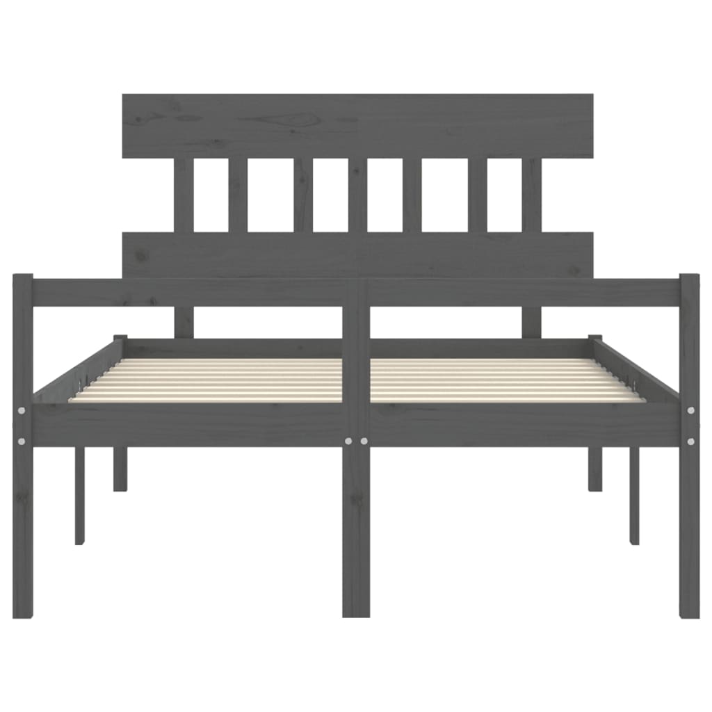 Posteljni okvir z vzglavjem siv 4FT trden les