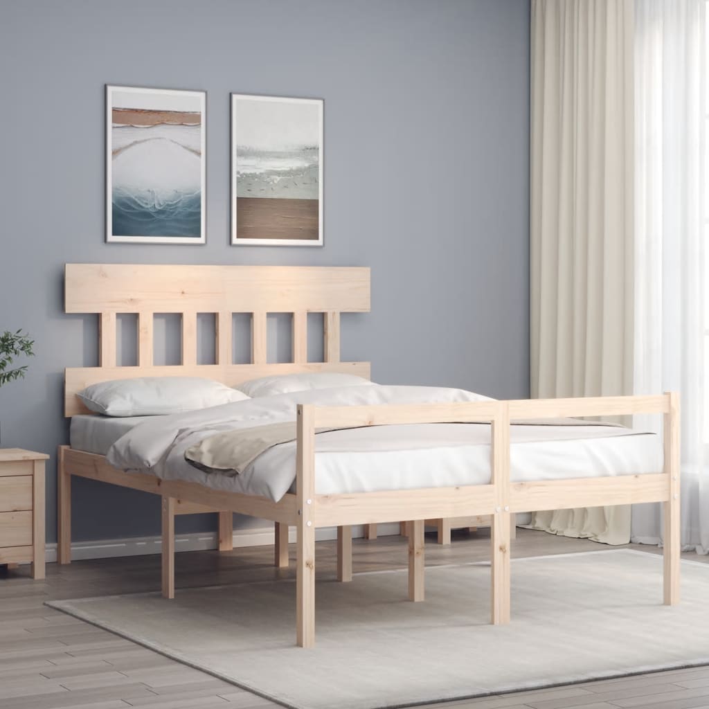 vidaXL Seniorenbett mit Kopfteil 140x190 cm Massivholz
