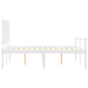 Postel s čelem pro seniory bílý 140x190 cm masivní dřevo - obrázek 7
