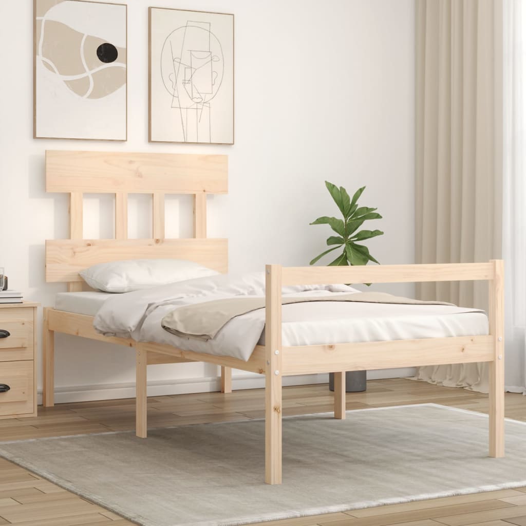 vidaXL Seniorenbett mit Kopfteil 90x200 cm Massivholz