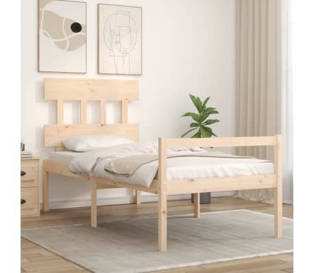 vidaXL Seniorenbett mit Kopfteil 90x200 cm Massivholz