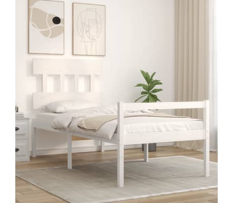 vidaXL Senior Bed without Mattress White 90x200 cm Solid Wood