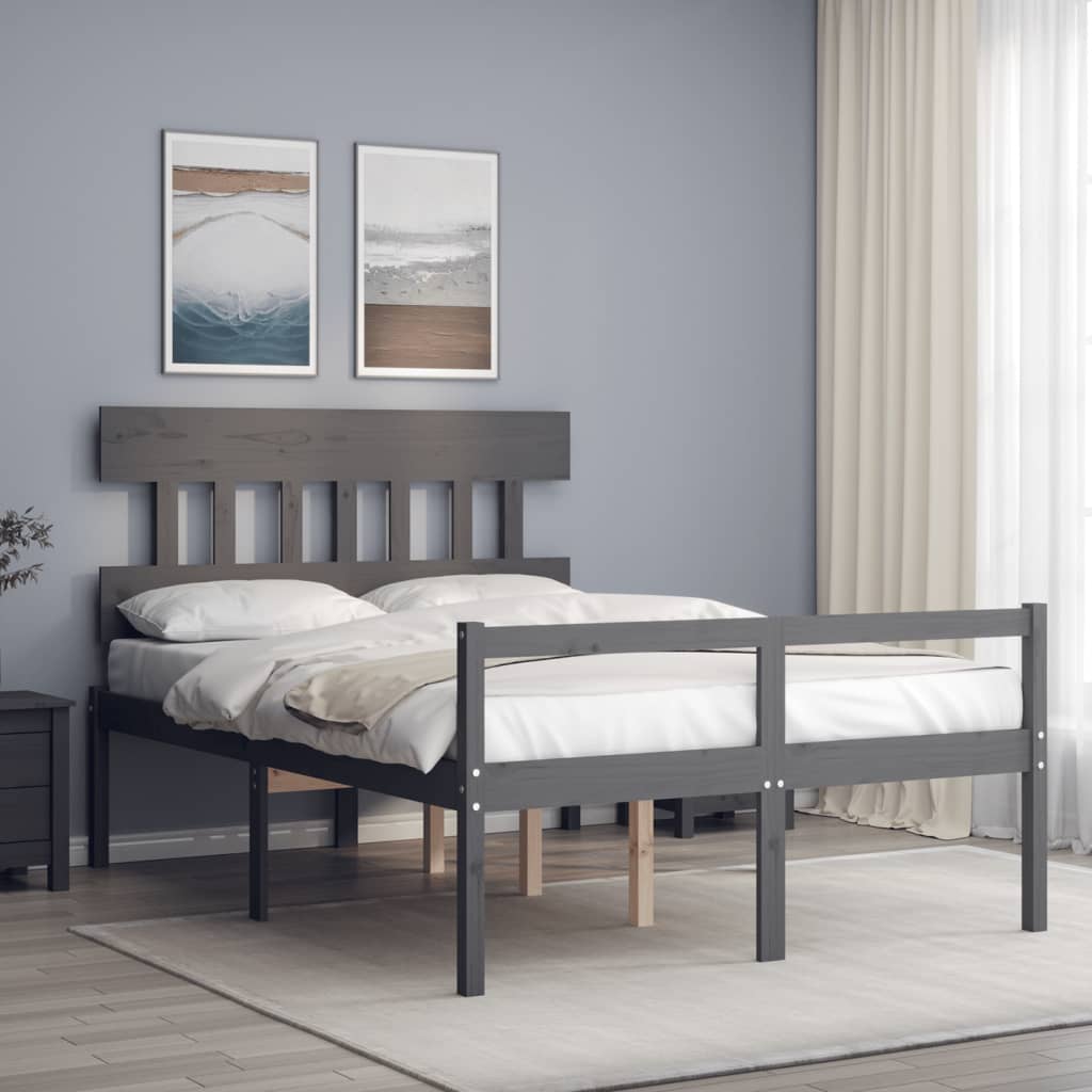 Grey double deals bed and mattress