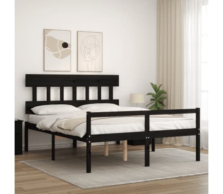 vidaXL Senior Bed without Mattress Black King Size Solid Wood