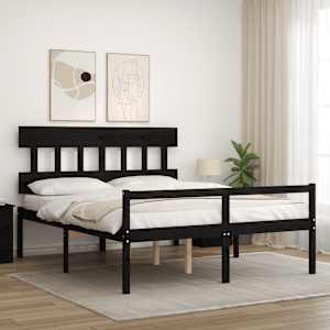 vidaXL Senior Bed without Mattress Black King Size Solid Wood