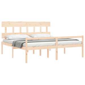Postel s čelem pro seniory Super King Size masivní dřevo - obrázek 4
