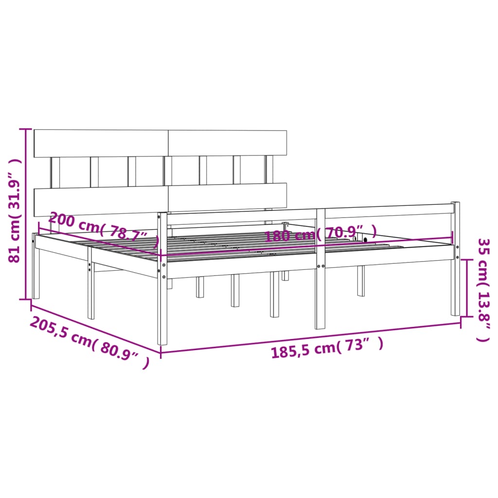 Posteljni okvir z vzglavjem medeno rjav trden les