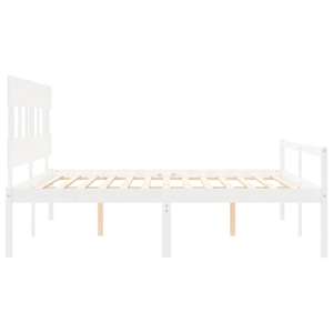 Postel s čelem pro seniory bílý 200x200 cm masivní dřevo - obrázek 7
