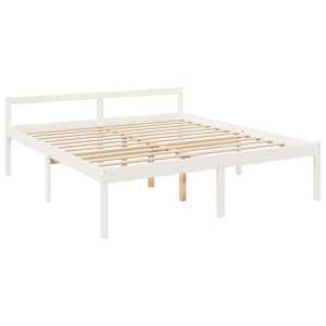 Postel s čelem pro seniory bílý 200x200 cm masivní dřevo - obrázek 9