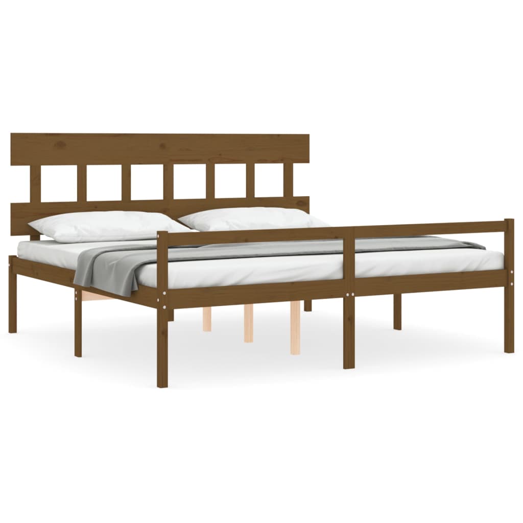 Thumbnail - vidaXL Seniorenbett mit Kopfteil 200x200 cm Honigbraun Massivholz