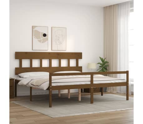vidaXL Letto Anziani senza Materasso Ambrato 200x200cm Legno Massello