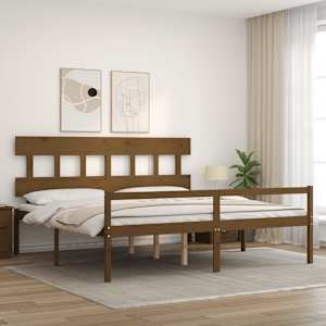 vidaXL Letto Anziani senza Materasso Ambrato 200x200cm Legno Massello