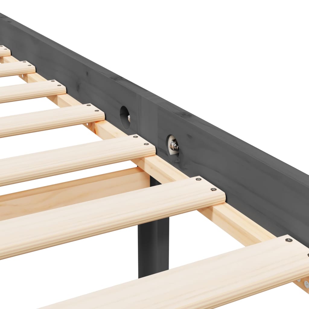 Cadru de pat cu tăblie 2FT6 Small Single, gri, lemn masiv