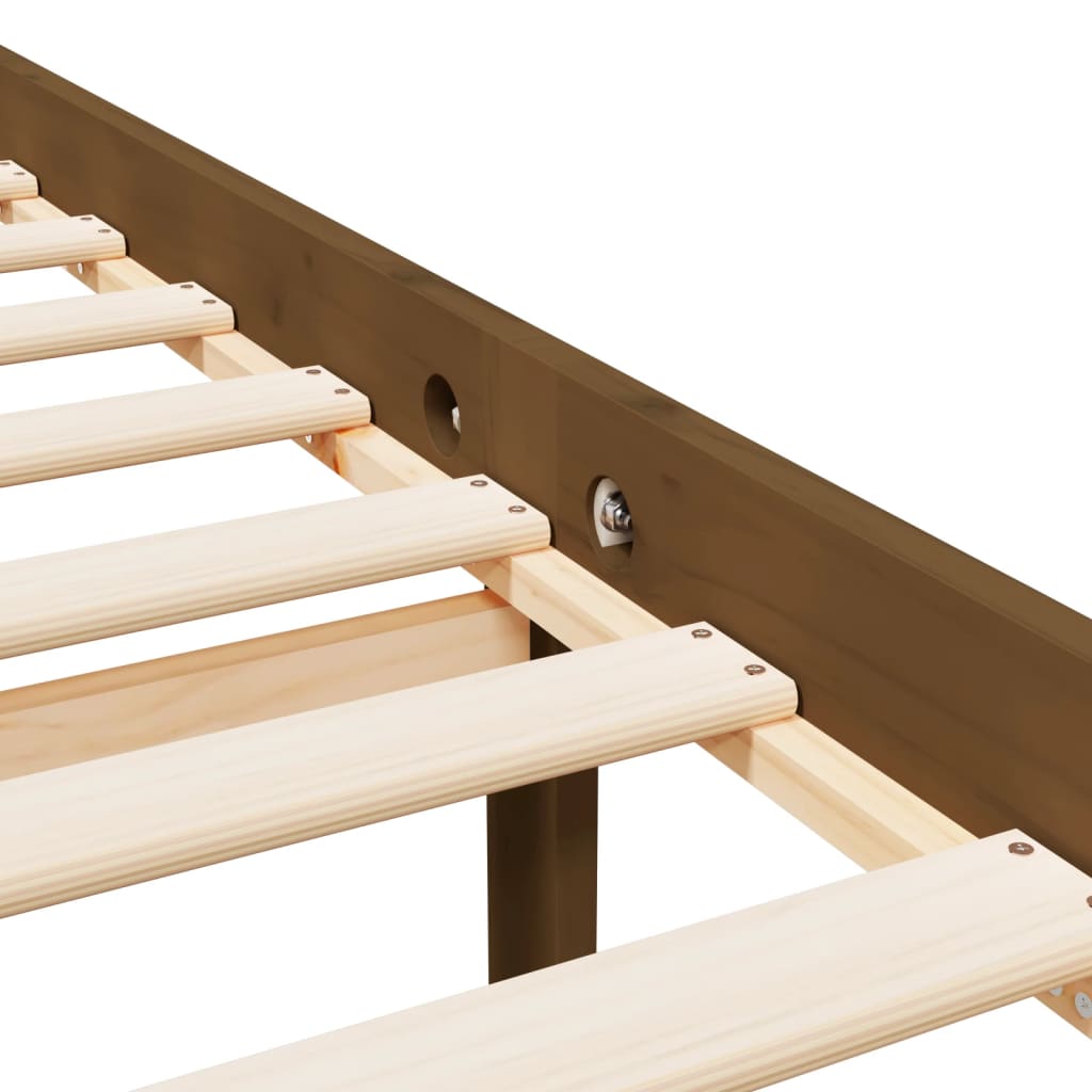 Posteljni okvir z vzglavjem medeno rjav 2FT6 trden les