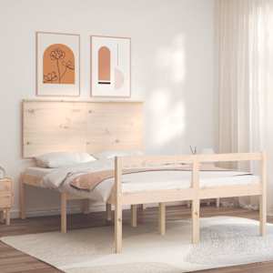 Postel s čelem pro seniory 140x190 cm masivní dřevo - obrázek 1