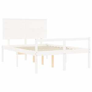 Postel s čelem pro seniory bílý 140x190 cm masivní dřevo - obrázek 5