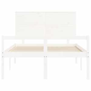 Postel s čelem pro seniory bílý 140x190 cm masivní dřevo - obrázek 6