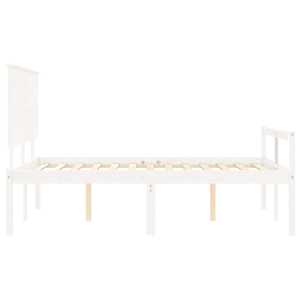 Postel s čelem pro seniory bílý 140x190 cm masivní dřevo - obrázek 7