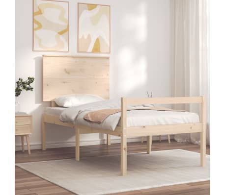 vidaXL Seniorenbett mit Kopfteil 90x200 cm Massivholz