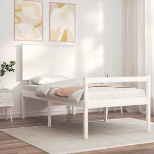 Postel s čelem pro seniory bílý 90x200 cm masivní dřevo - obrázek 3