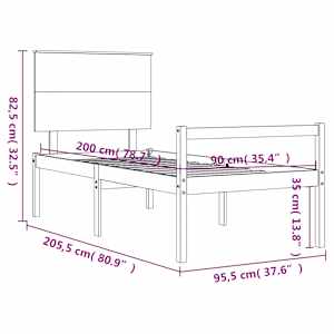 Postel s čelem pro seniory bílý 90x200 cm masivní dřevo - obrázek 12