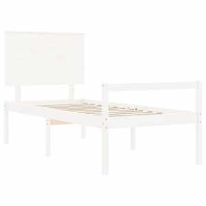Postel s čelem pro seniory bílý 90x200 cm masivní dřevo - obrázek 5