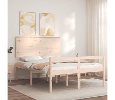 vidaXL Lova senjorams su galvūgaliu, 120x200 cm, medienos masyvas