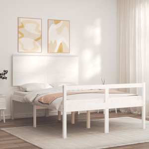 Postel s čelem pro seniory bílý 120x200 cm masivní dřevo - obrázek 3