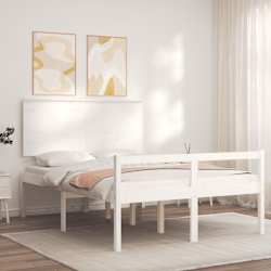 vidaXL Lit pour personne &acirc;g&eacute;e sans matelas blanc 120x200cm bois massif