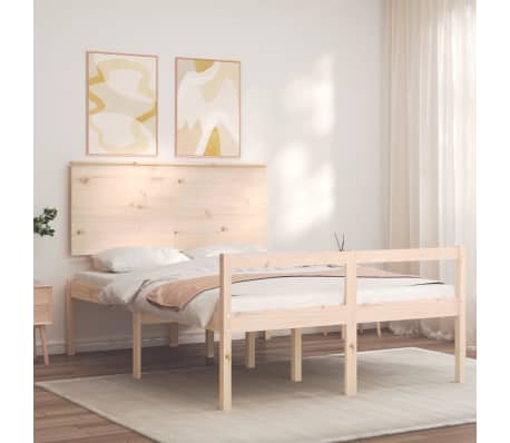 vidaXL S&auml;ngram med s&auml;nggavel 140x200 cm massivt tr&auml;