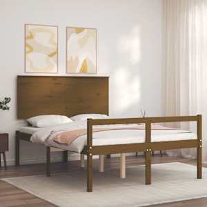 vidaXL Cama para idosos c/ cabeceira 140x200 cm madeira castanho-mel