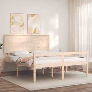Postel s čelem pro seniory 160x200 cm masivní dřevo - obrázek 3