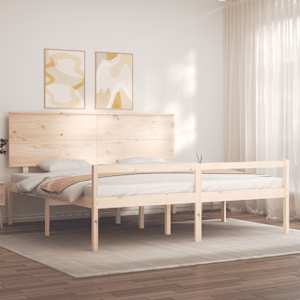 Postel s čelem pro seniory 200x200 cm masivní dřevo - obrázek 3