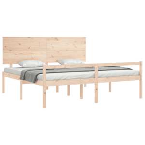 Postel s čelem pro seniory 200x200 cm masivní dřevo - obrázek 4