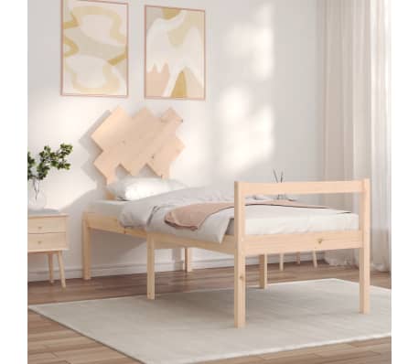 vidaXL Seniorenbett mit Kopfteil Massivholz