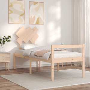 vidaXL Seniorenbett mit Kopfteil Massivholz