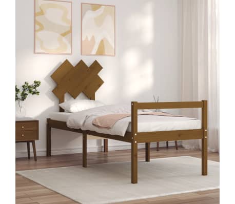 vidaXL Lova senjorams su galvūgaliu, rudas, mediena, maža vienvietė