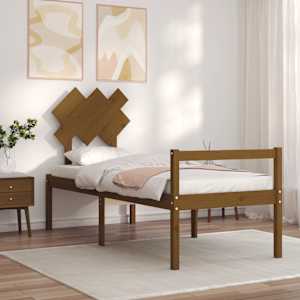 vidaXL Lova senjorams su galvūgaliu, rudas, mediena, maža vienvietė