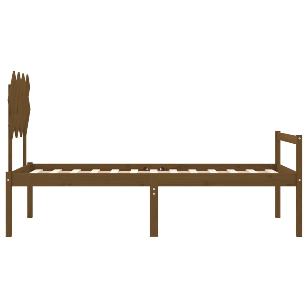 Posteljni okvir z vzglavjem medeno rjav 3FT trden les